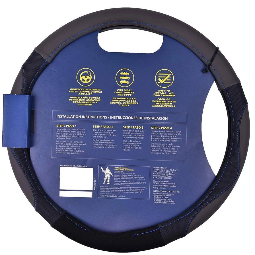 Premium Steering Wheel Cover - 37-39 cm Blue