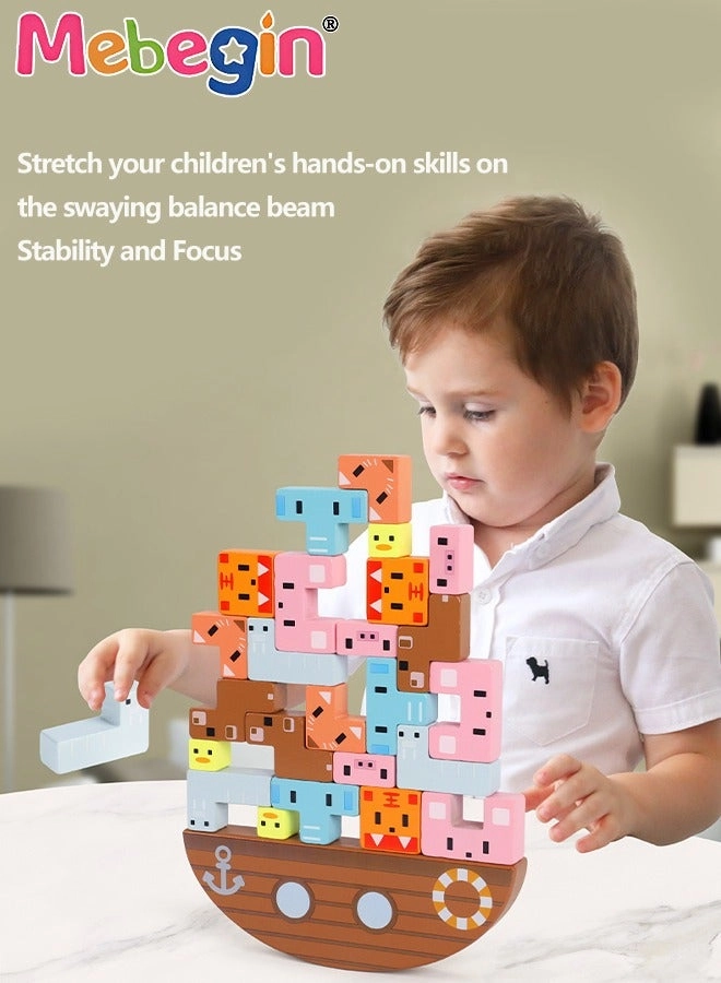 Wooden Stacking Toy Set - 3+ Years 24Xblocks + 1Xboard