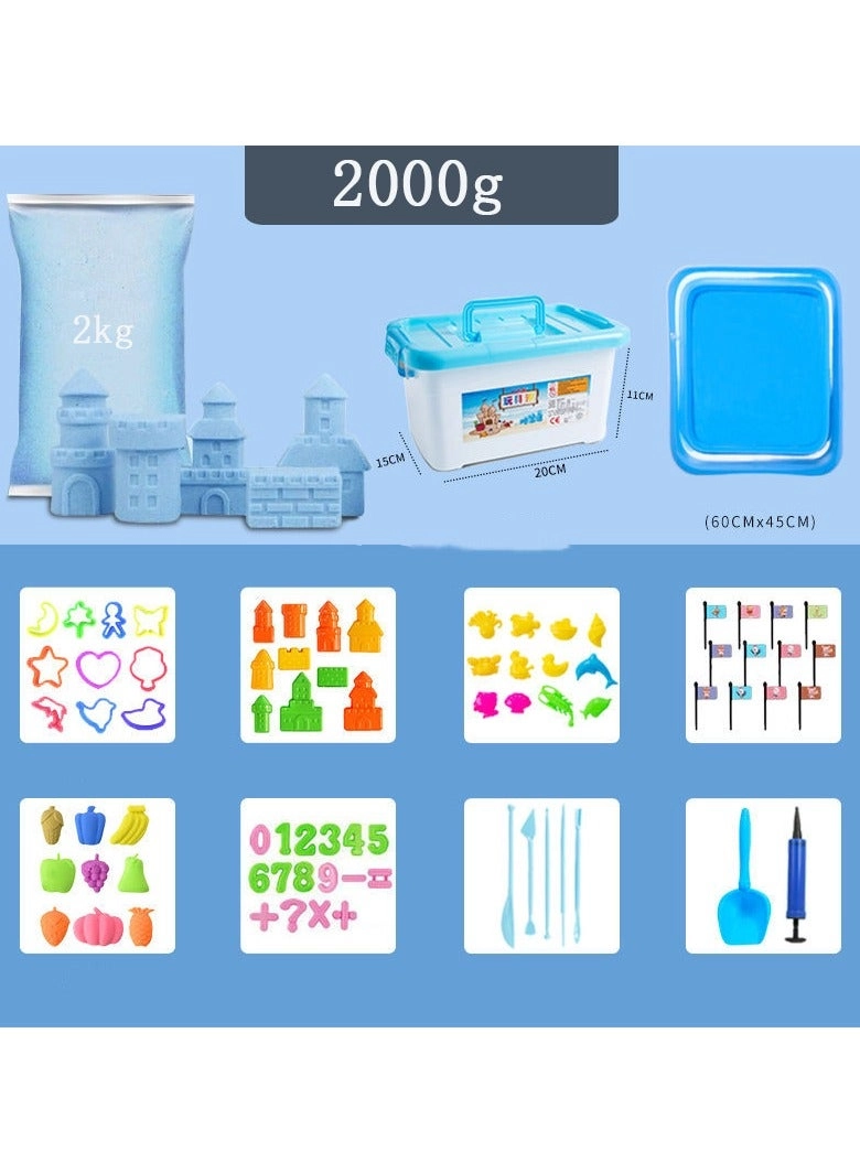 Kids Magic Sand Art Kit - 80pcs 2Kg Blue