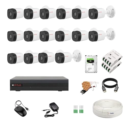 16CH DVR + 2.4MP 16 Bullet Camera + 4TB HDD + Copper Cable Roll + 8CH Power Supply + BNC & DC Combo Kit
