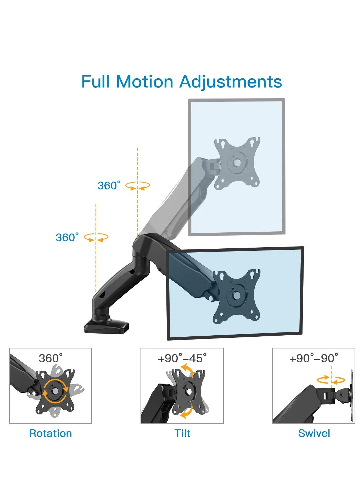 Monitor Mount Arm - Single 20 to 32 inches 75x75mm and 100x100mm