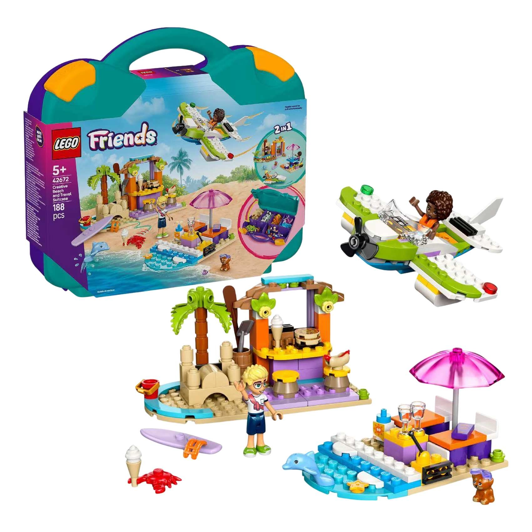 Friends Creative Beach and Travel Suitcase (42672) - 2-in-1 Seaplane Speedboat