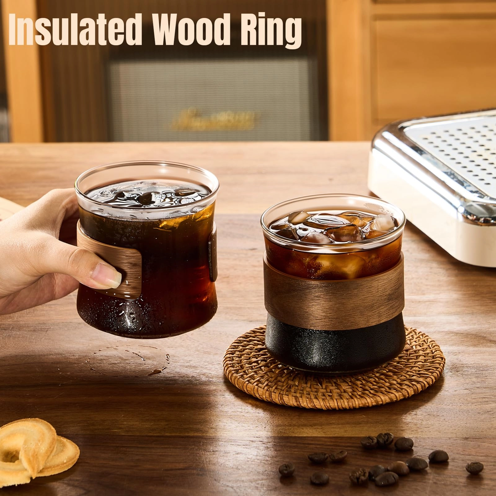 Espresso Cup - 2 pcs Wooden Ring