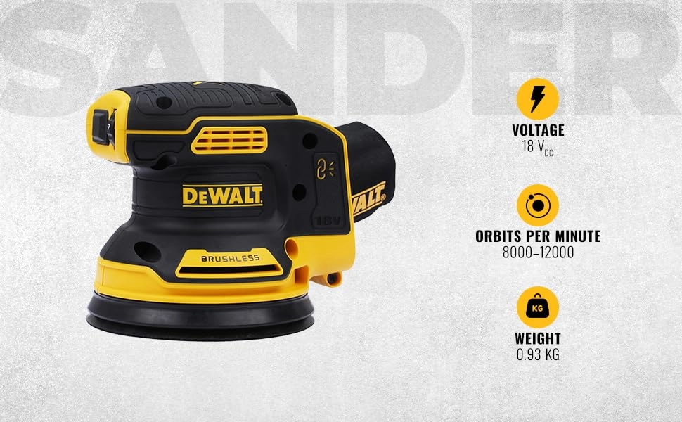 DCW210N-XJ - 18V Li-ion Cordless Brushless Sander 125mm