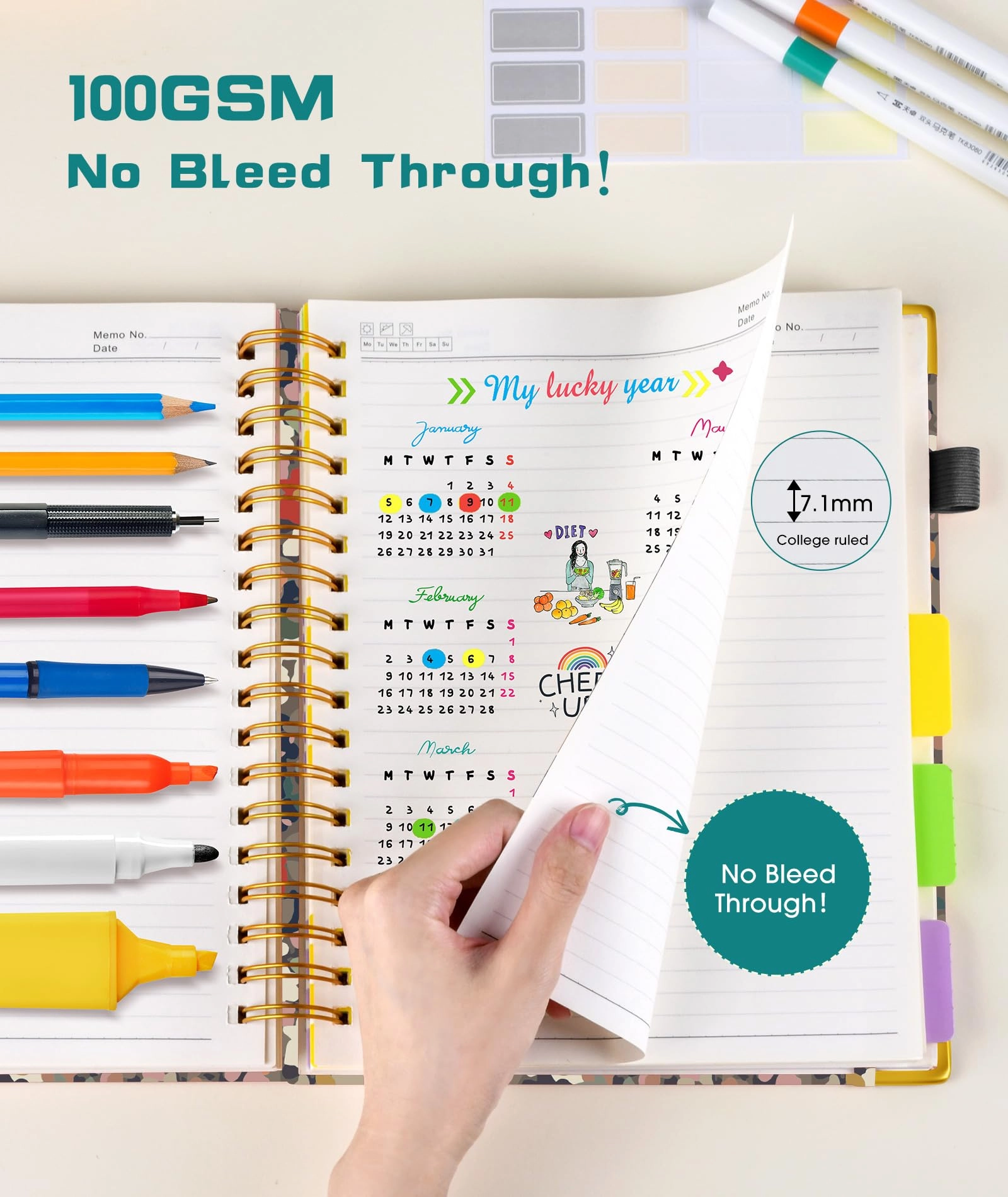Spiral Notebook Large Hardcover - Lined 150 Sheets