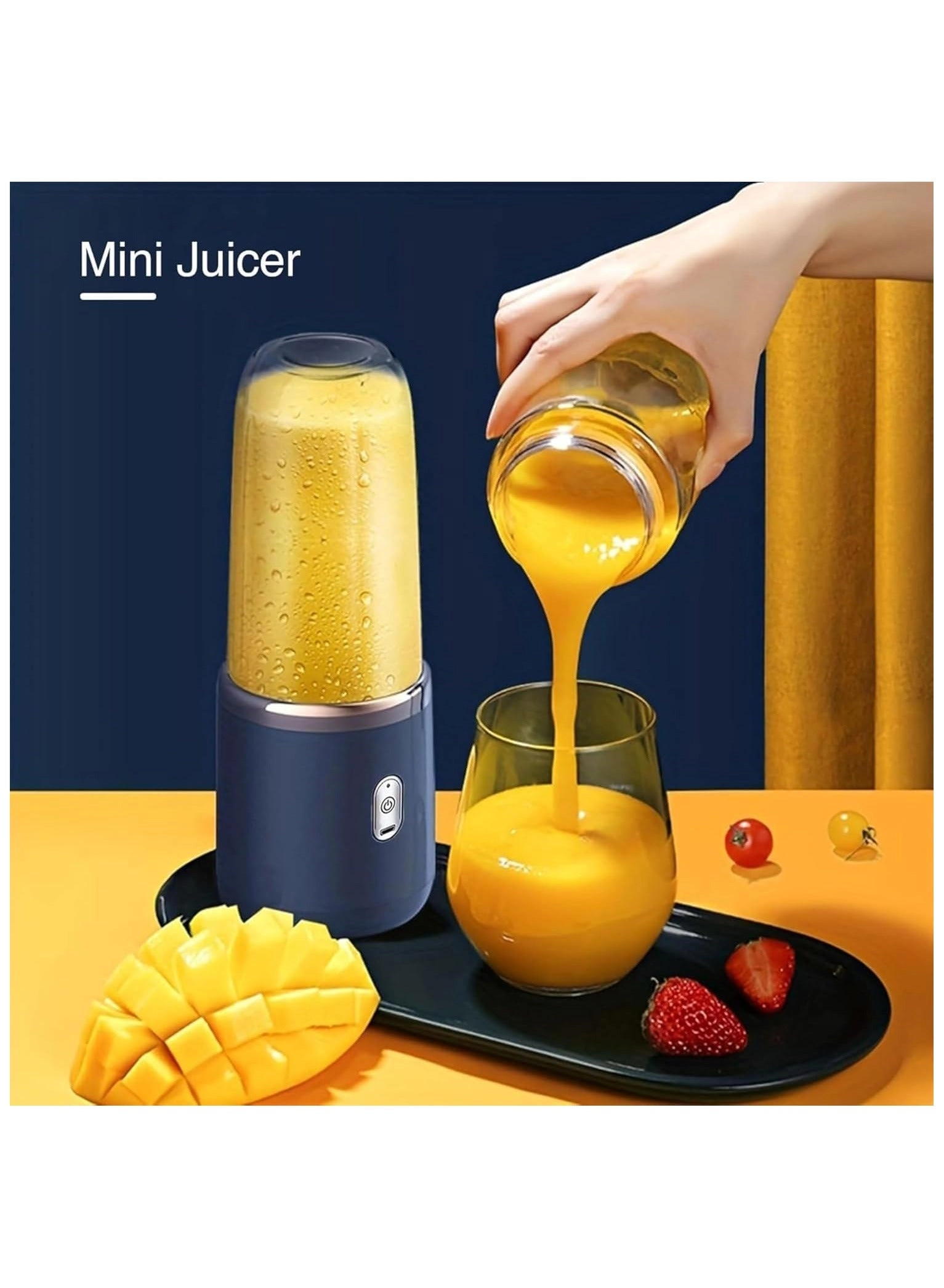 Portable Blender Juicer - USB Rechargeable Blue