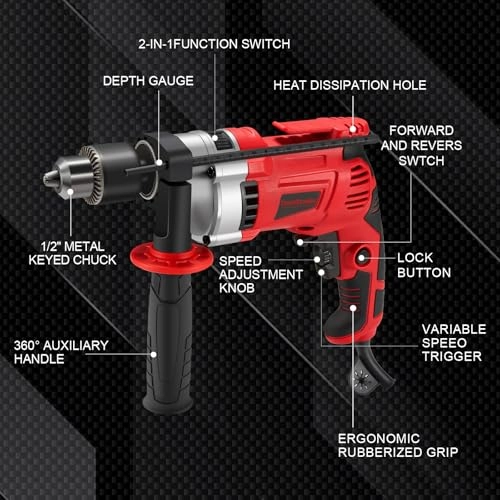 Hammer Drill - 910W 0-3000RPM 38 Accessories