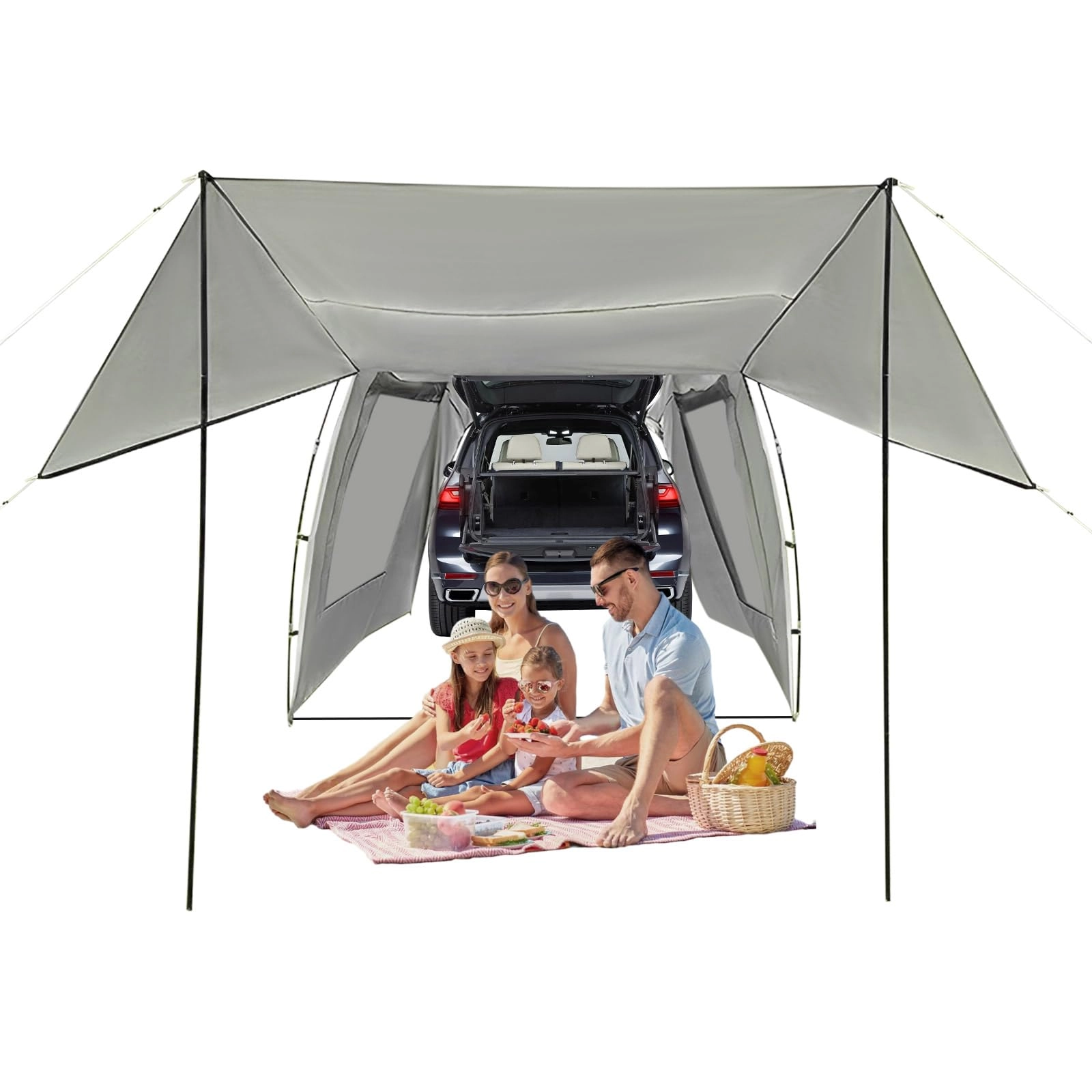 whsiodj Car Awning Tent - 4.85*2.4*1.95m 4-6 People