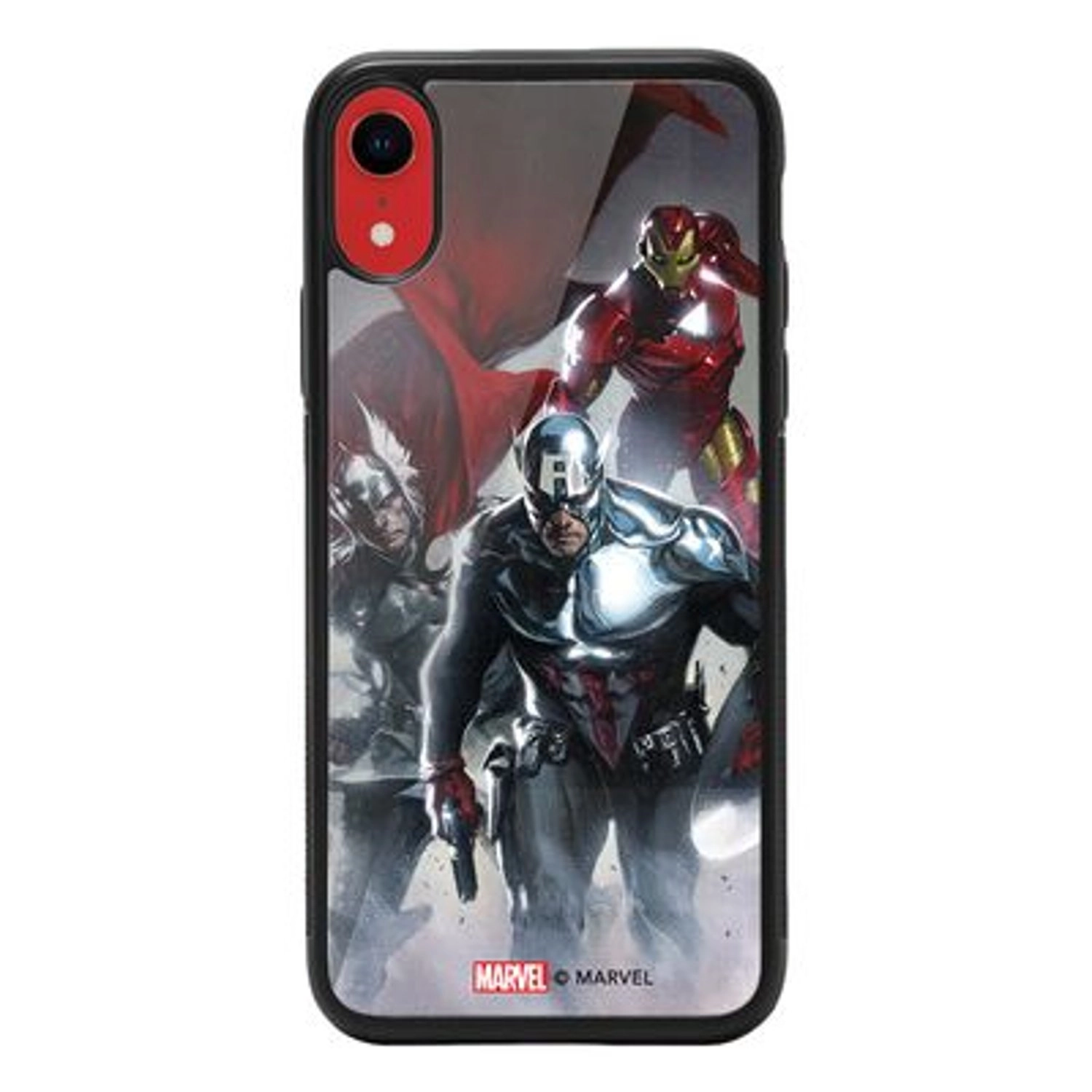 Wackylicious Avengers Trio Back Case TPU Bumper Case + Tempered Glass Back for iPhone XR