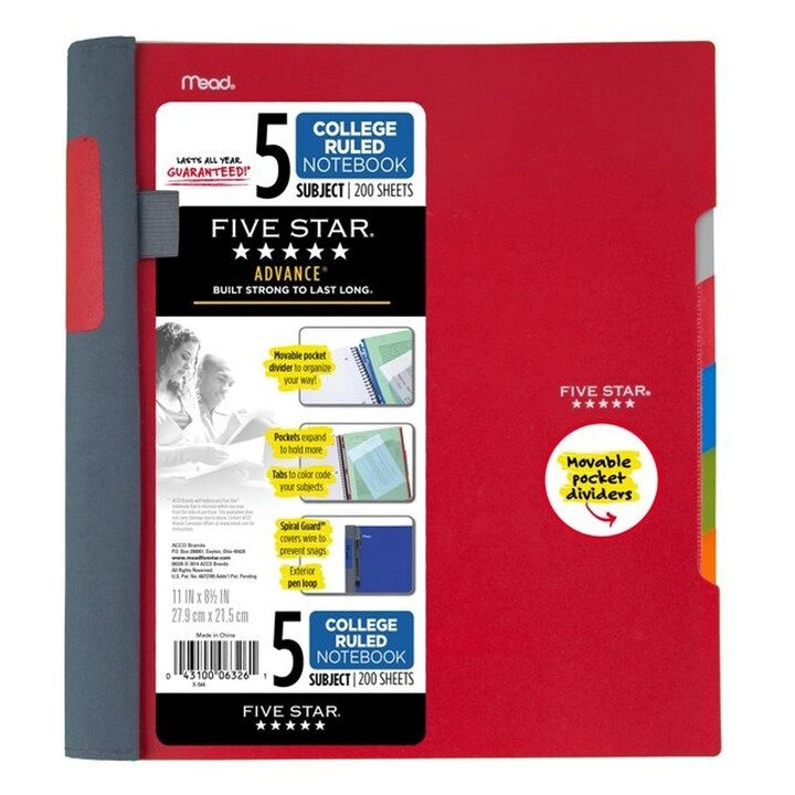 5 Star College Ruled Notebook - Lined 200 Sheets