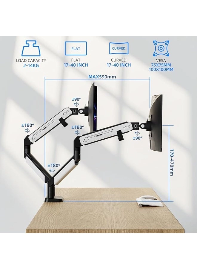 Dual Monitor Arm - Dual 17-35" 75mm 100mm