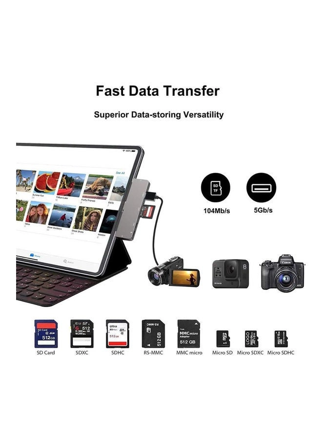 USB Type C Hub - 7 in 1 Grey