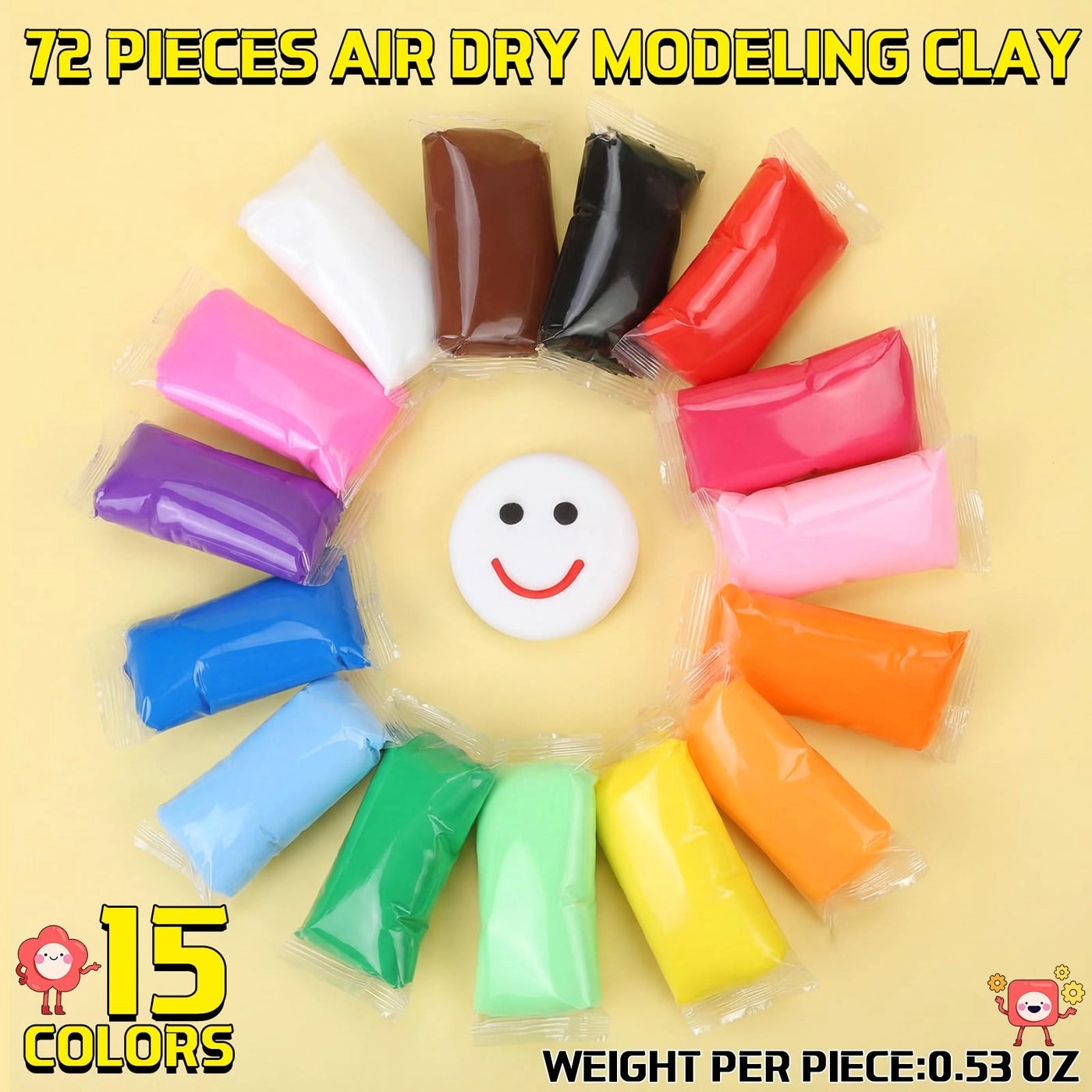 Air Dry Clay - 72 Pcs