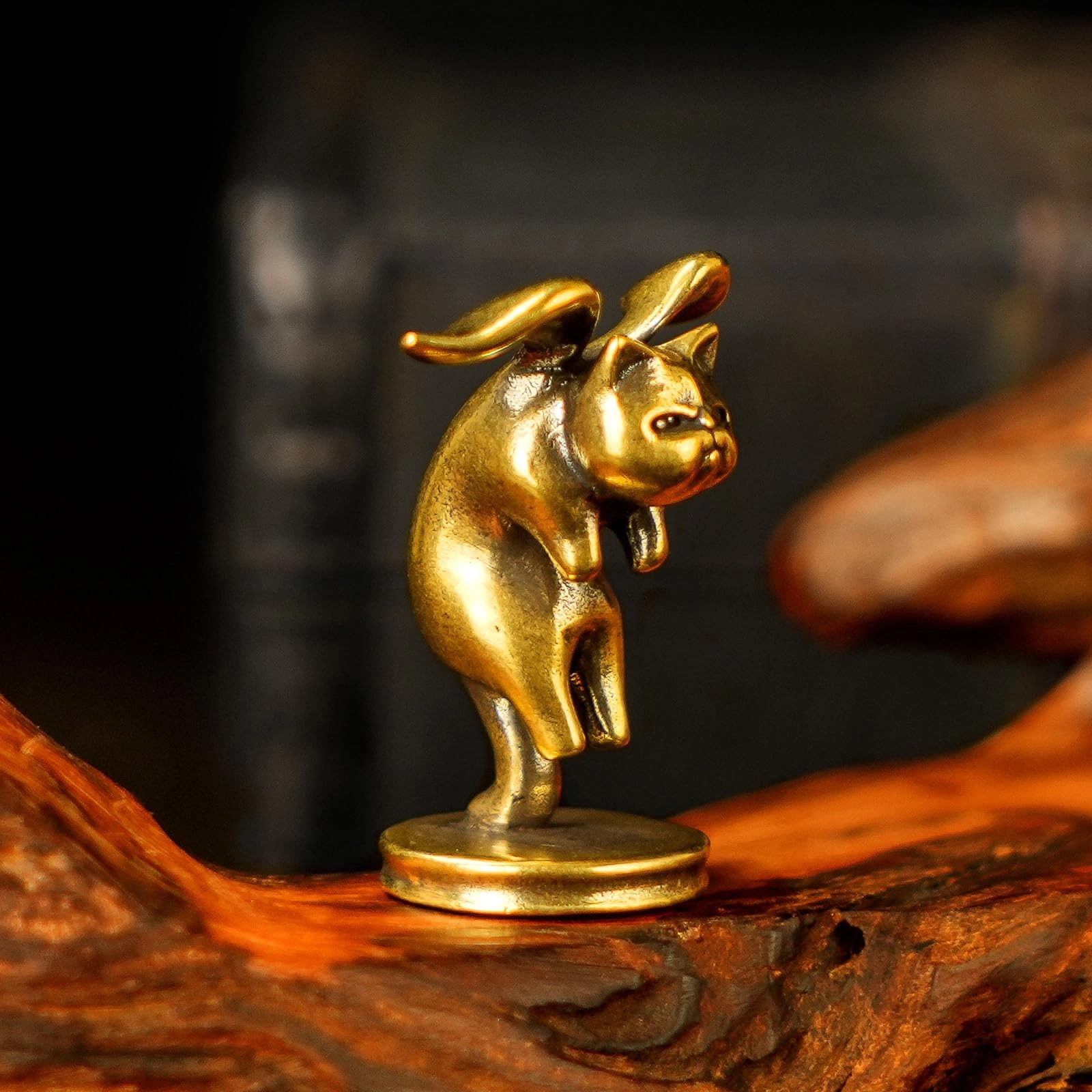 Winged Cat Figurine - Brass