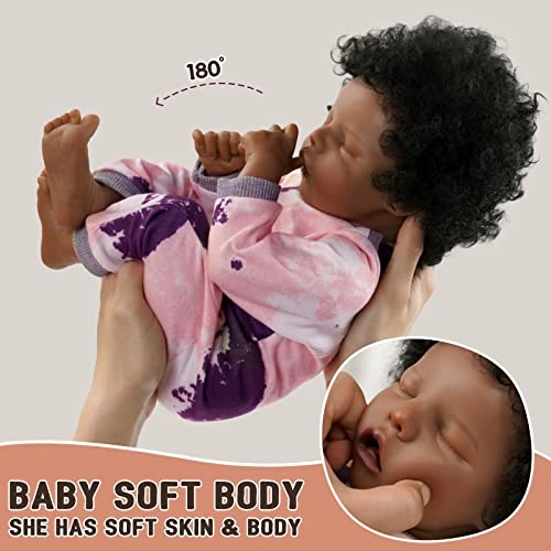 Reborn Baby Doll - 20 Inch Vinyl Cloth Body Black Ages 3+