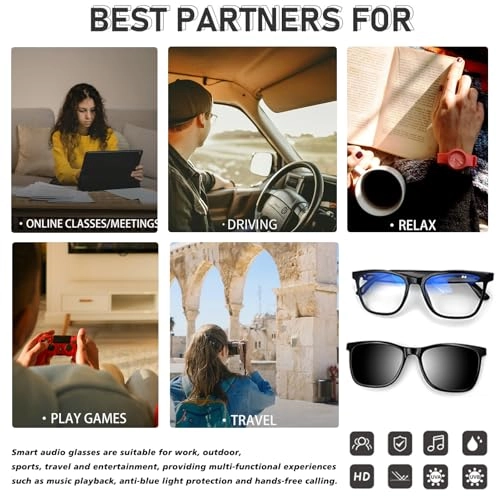 Smart Bluetooth Glasses - Magnetic lenses Open ear UV400