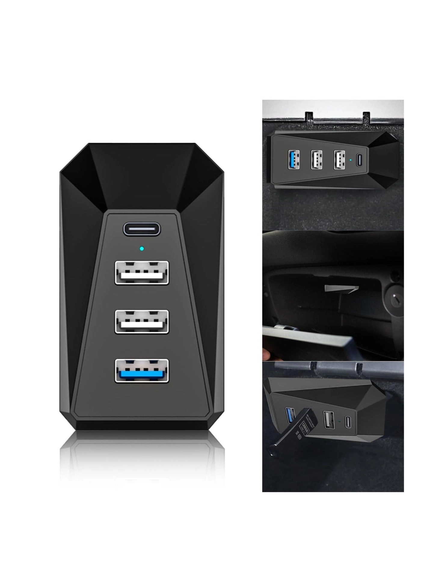Y&D Glovebox USB Hub - 4-in-1 Model 3/Y