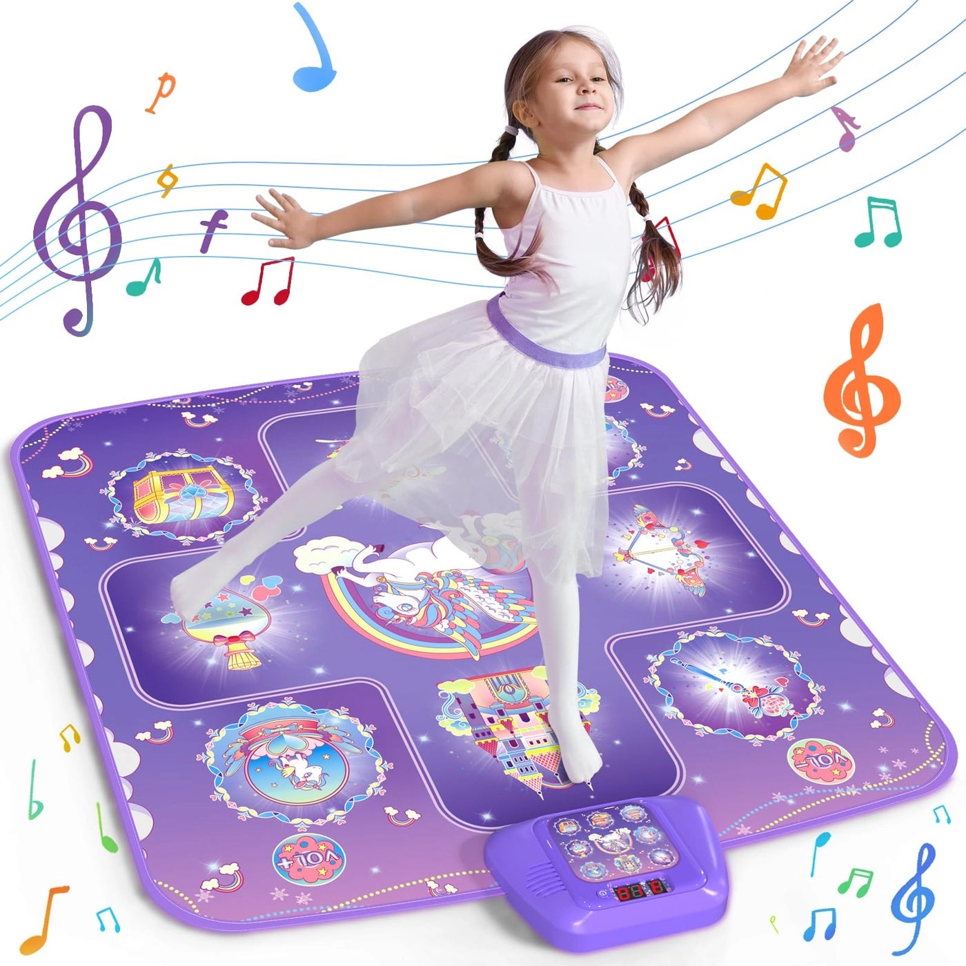 GirlsHome Unicorn Dance Mat - 3-12 years