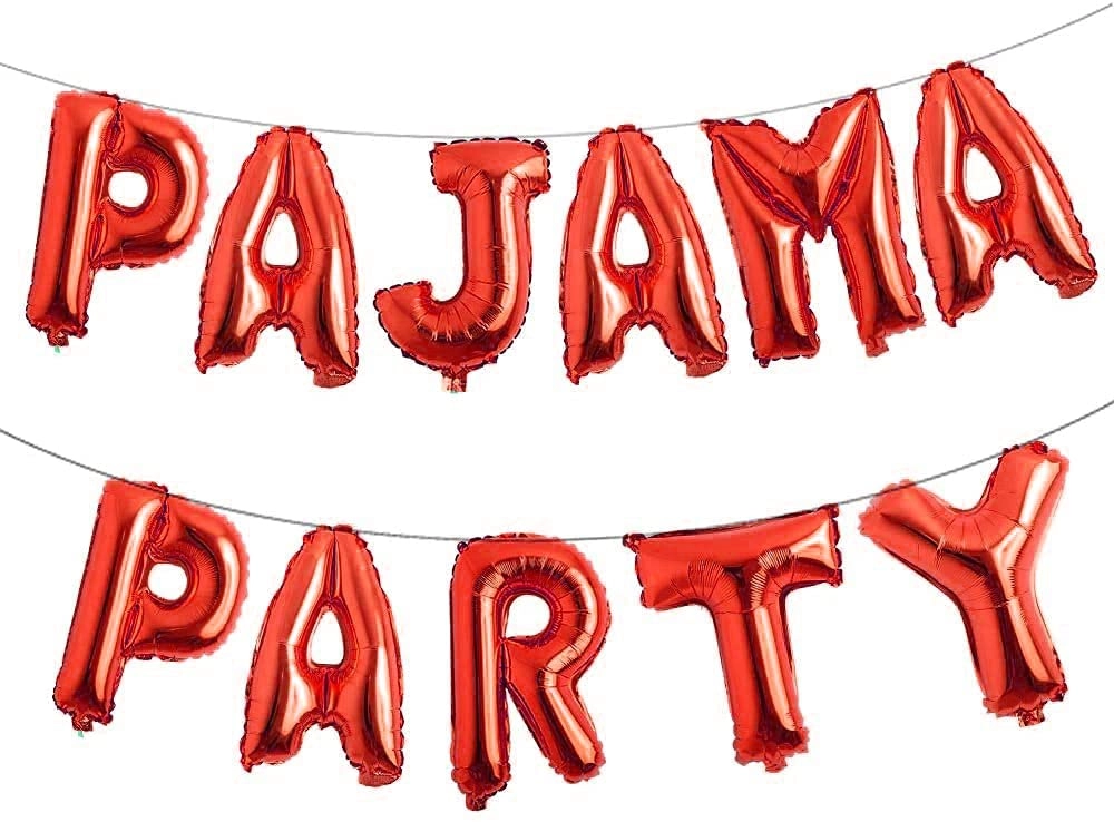 Pajama Party Letter Banner Foil Balloons - 11-Pieces Pajama Party