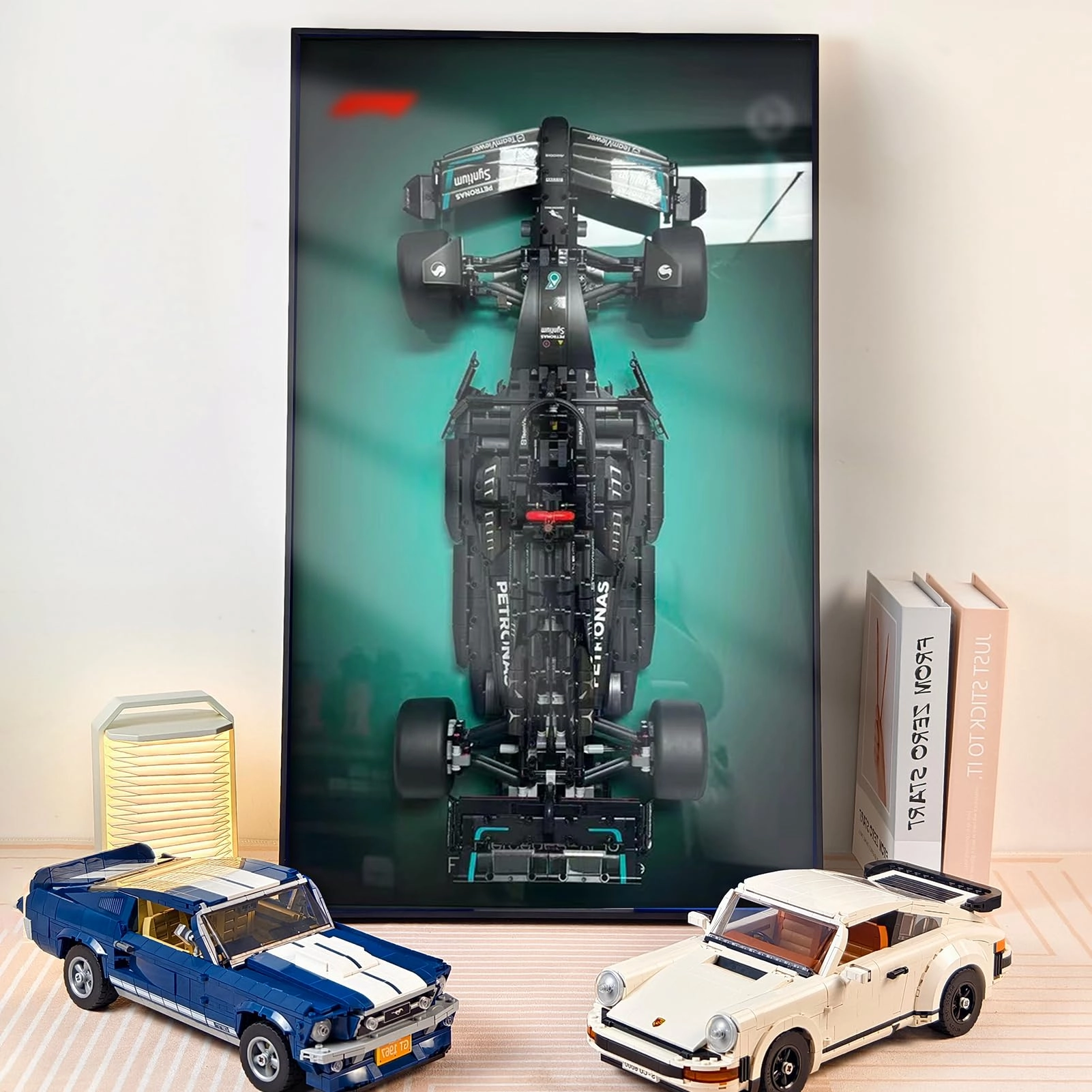 NOVDA Lego Technic Display Wall Board (42171) - For Mercedes-AMG F1 W14 E LED strip light