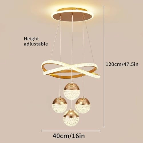 Modern Gold LED Chandelier - 3-Color Dimmable