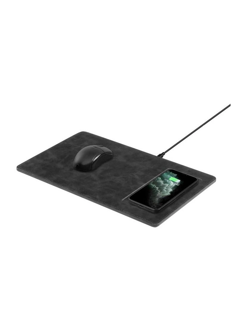 PLQMCH PU Leather Wireless Charging Mouse Pad