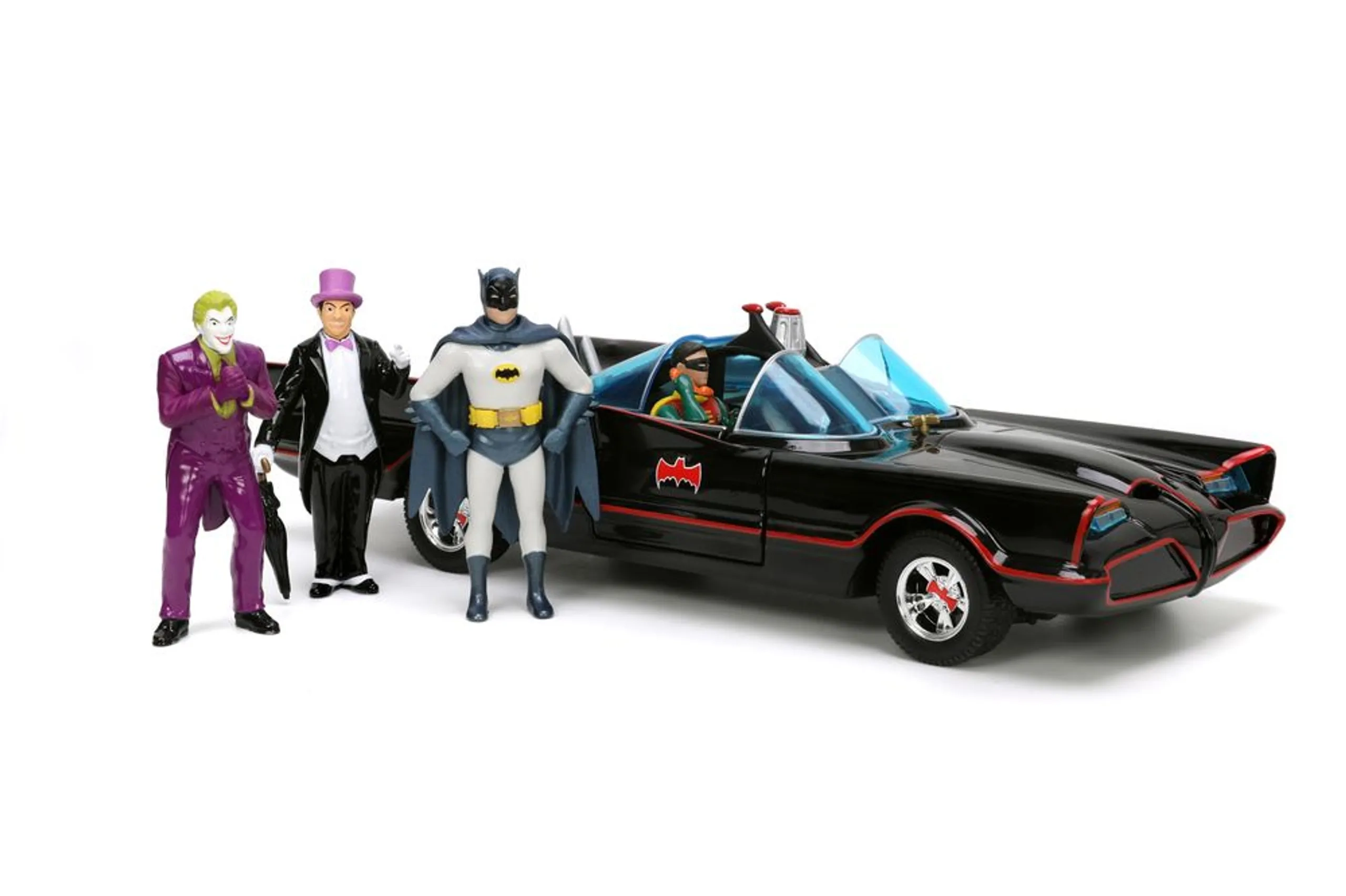 Jada Batmobile 1966 - 1/24 19 cm + Batman + Robin + Joker + Penguin