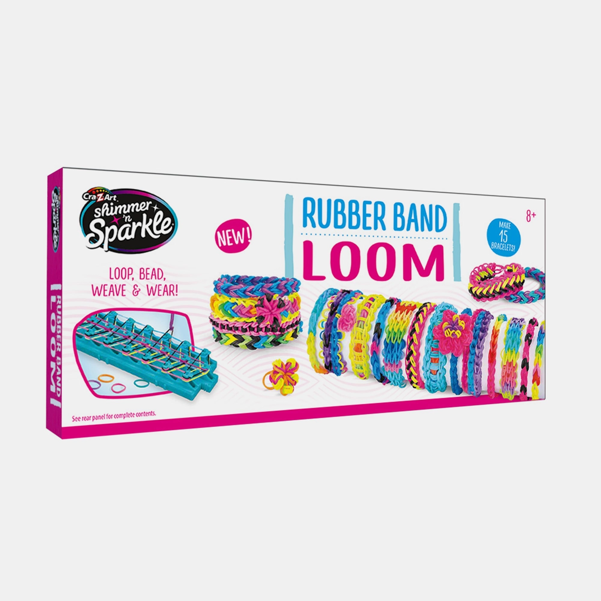 SHIMMER N SPARKLE Rubber Band Loom - 400 latex-free bands 15 bracelets