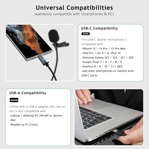 Type-C Wired Lavalier Microphone USB Microphone