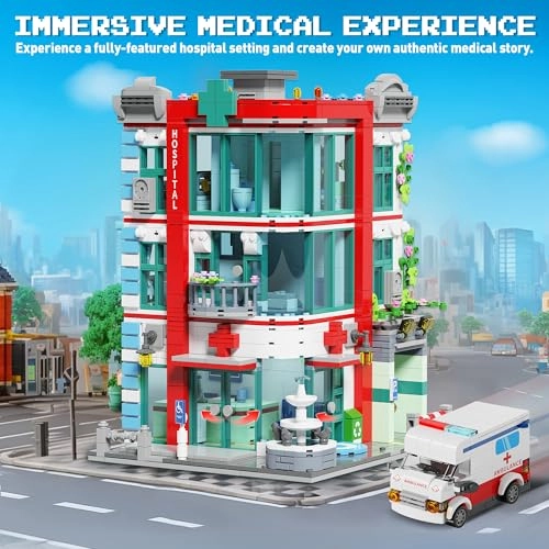City Hospital Building Block Set - Ambulance Miniature Hospital World