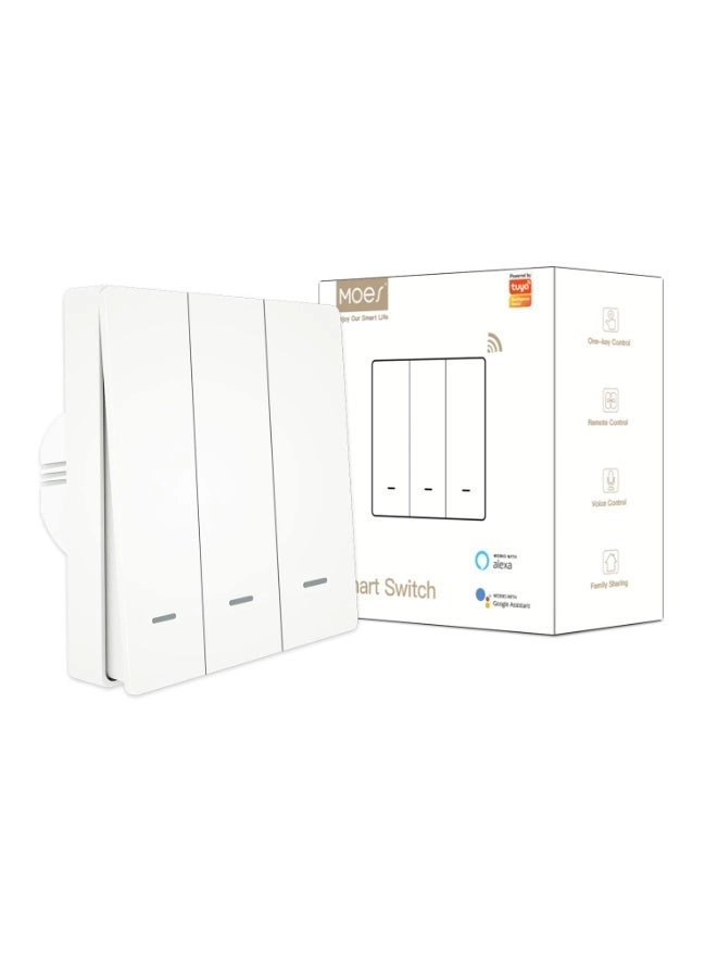 MOES Smart WiFi Switch - 3 GANG Requires Neutral 100-240V AC