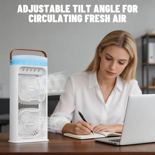 4-in-1 Portable Air Conditioner - Mist Spray Double Fan USB-C Charging