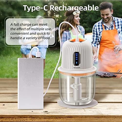 Cordless Food Processor - 600 Milliliters Type-C Rechargeable