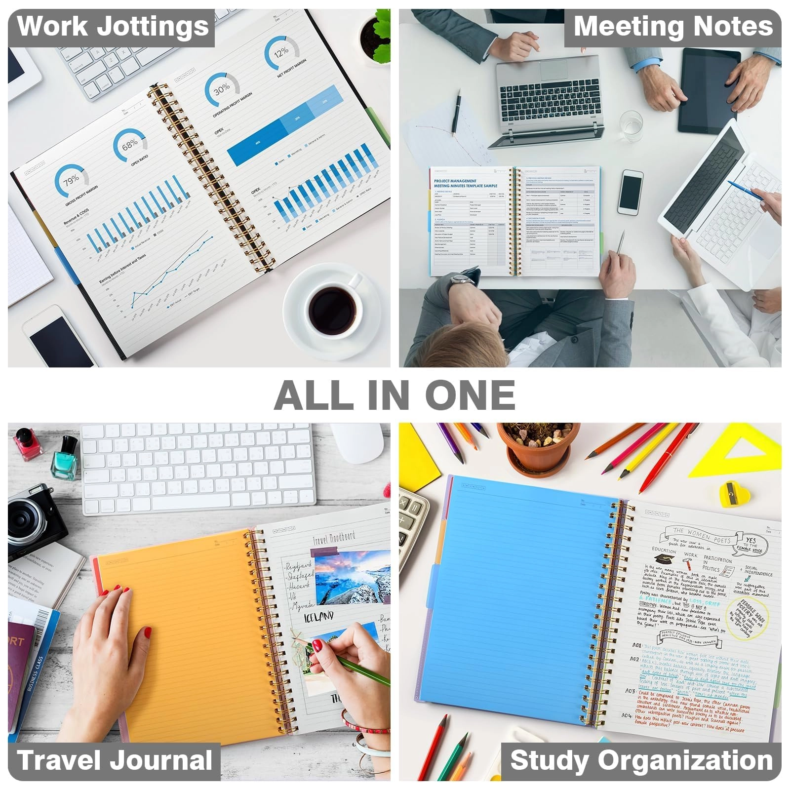 5 Subject Notebook A5 Spiral - Lined 150 Sheets