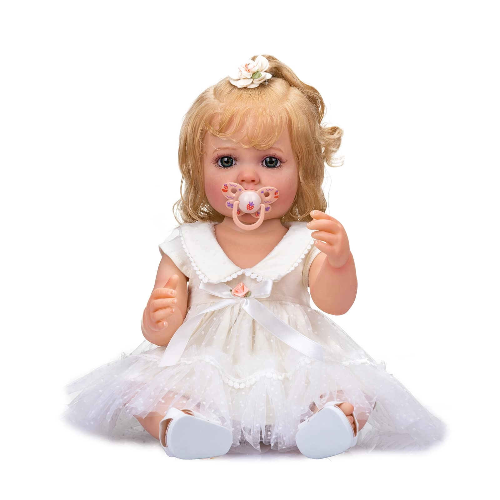 Reborn Baby Doll - 22 inch Silicone Vinyl Blonde Hair Ages 3+
