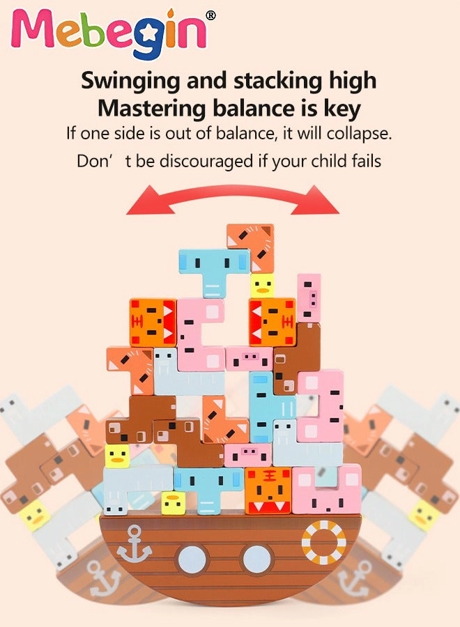 Wooden Stacking Toy Set - 3+ Years 24Xblocks + 1Xboard