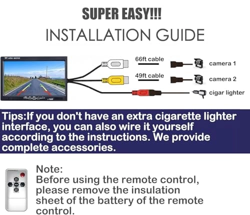 Backup Camera Monitor Kit - Night Vision hardwire 1920*1080