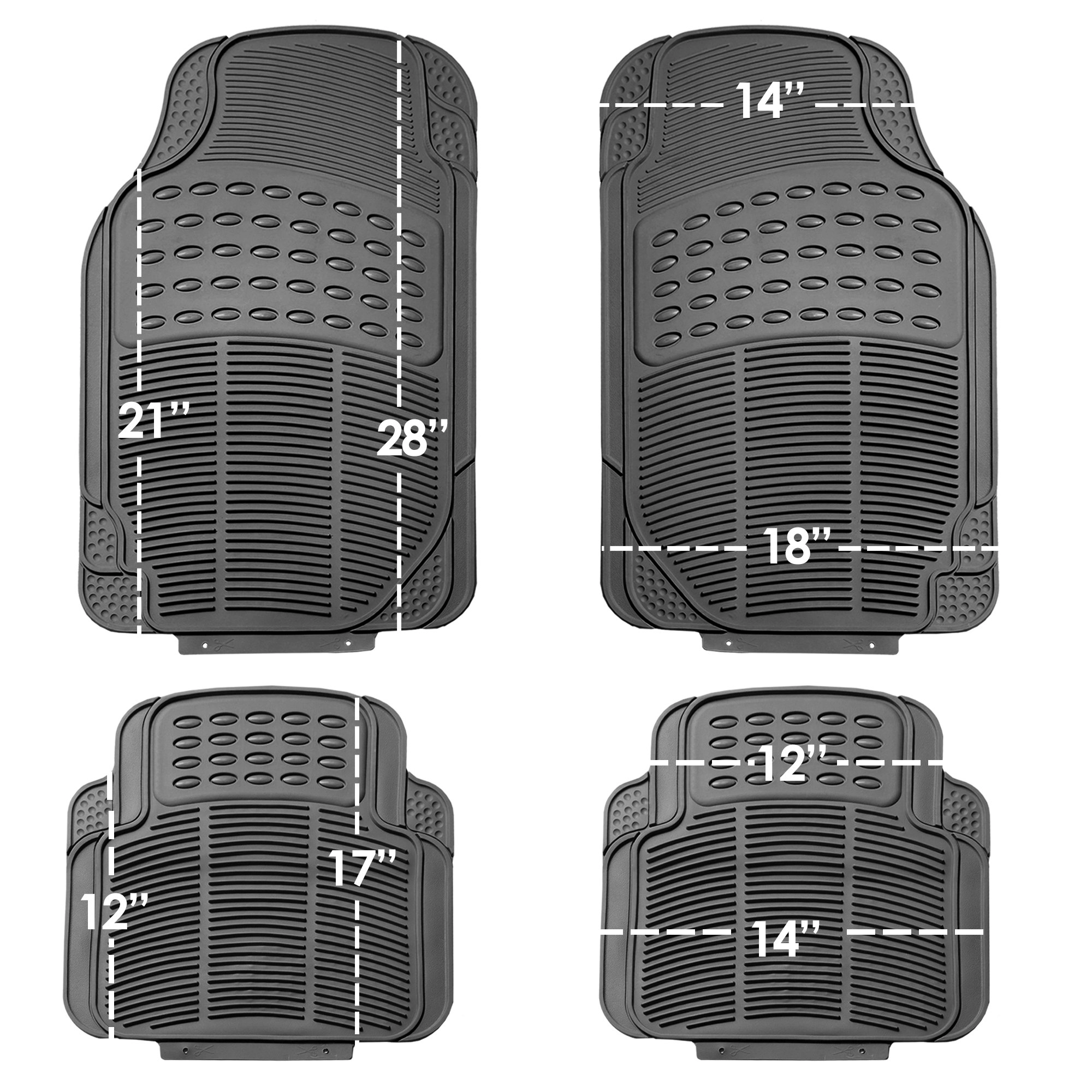 Automotive Floor Mats - Heavy-Duty Rubber Universal Fit Beige