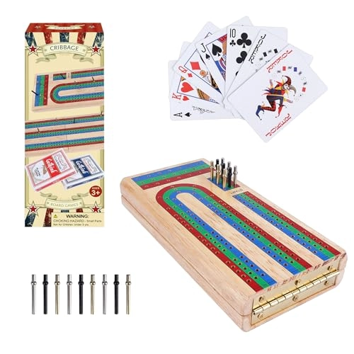 Folding Cribbage Board - Rubber Wood 9 Pegs 3 Tracks