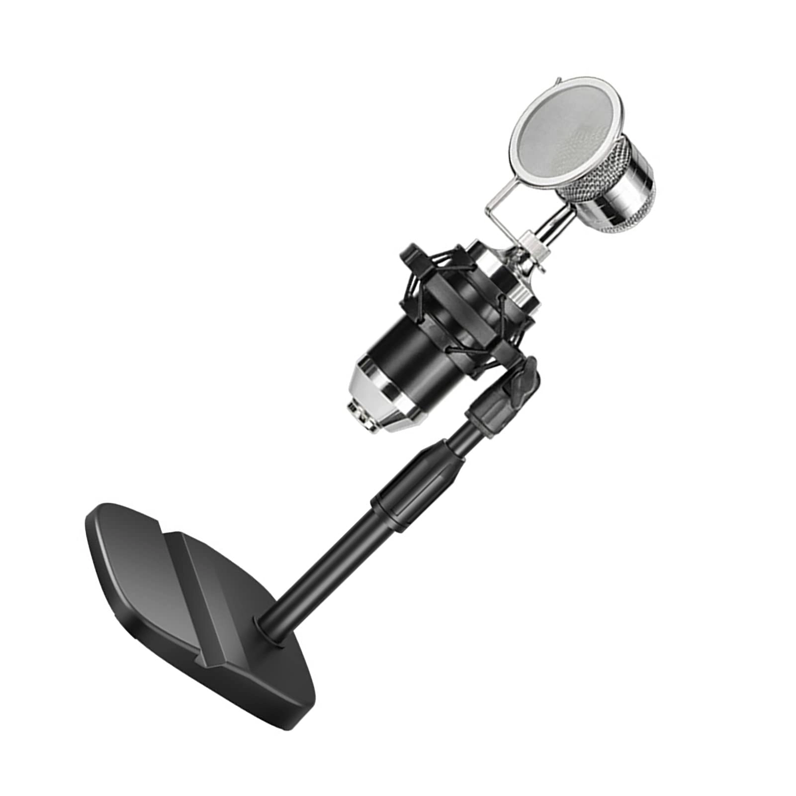 LSHSR Desktop Microphone Stand - Bottle Mic Clip Adjustable Black