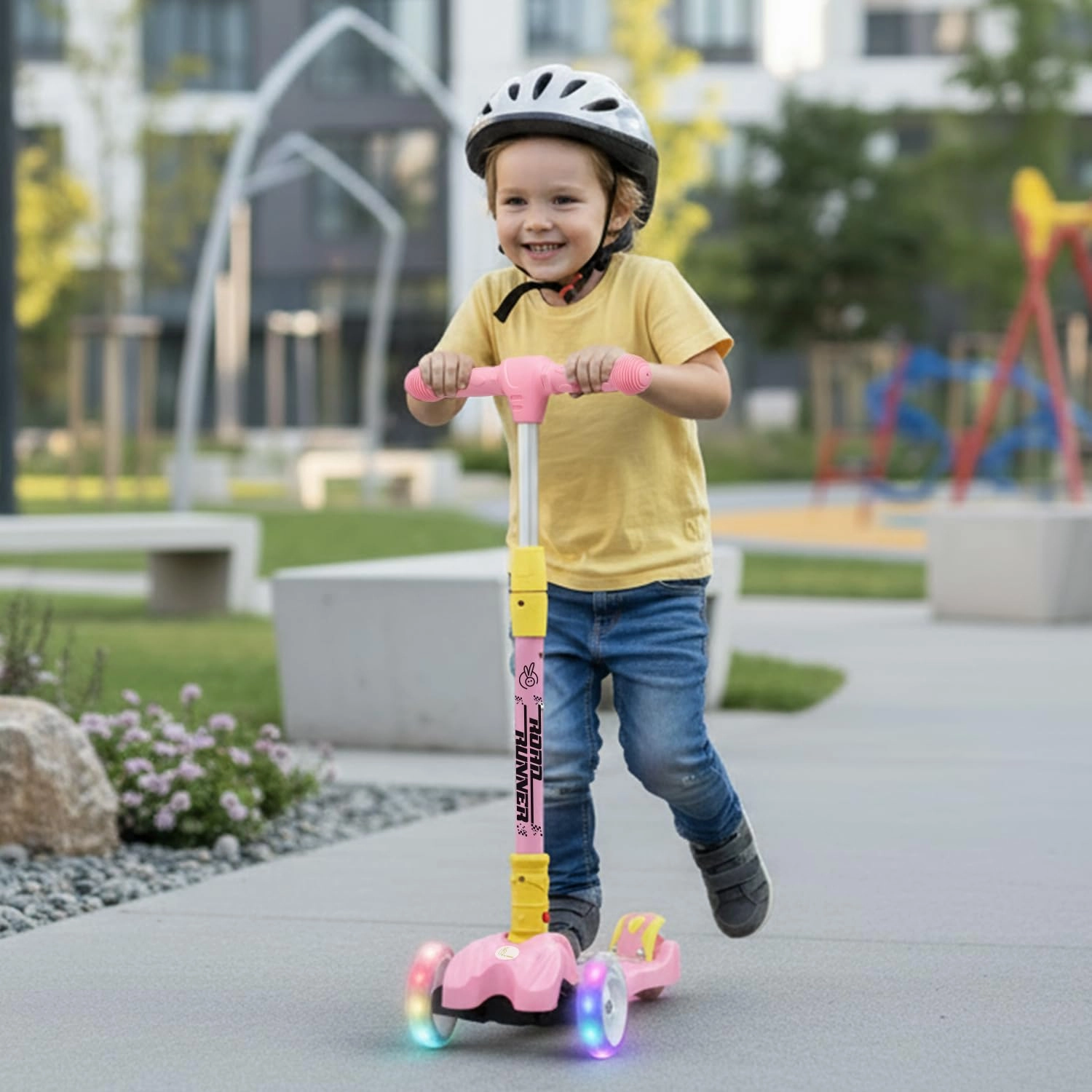Playpipers Industries LLP, R For Rabbit Road Runner 3-Wheel Kick Scooter – LED Foldable Suspension