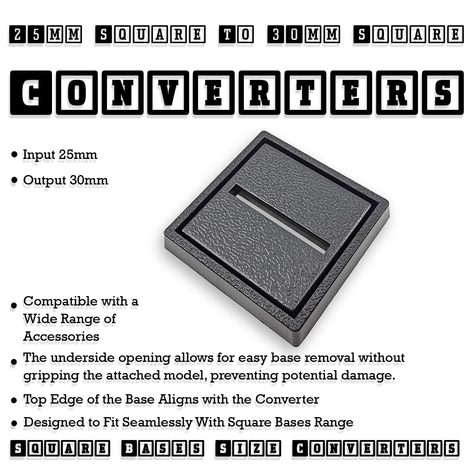 25 to 30mm Square Base Converters - 5 pcs