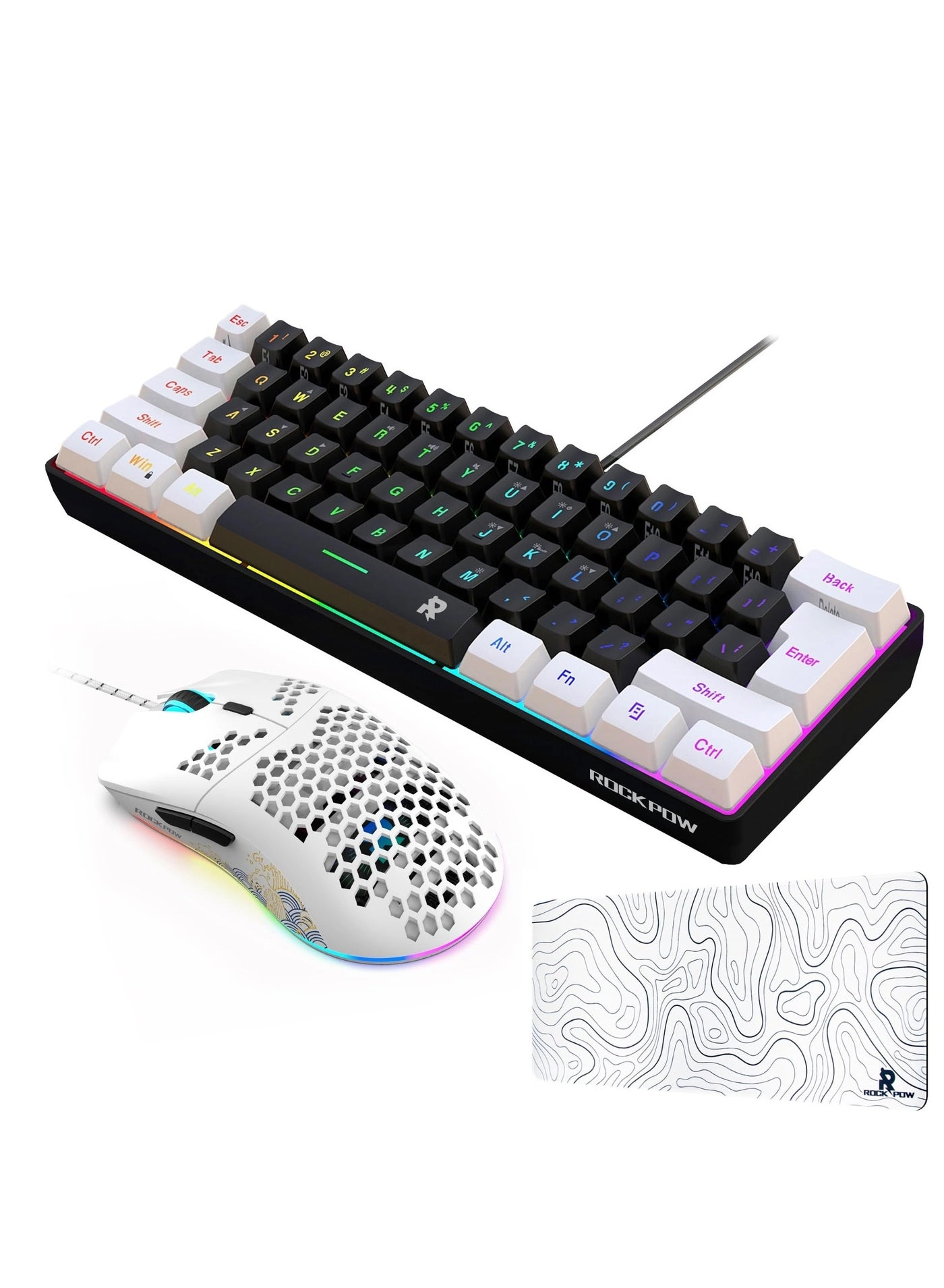 Rock Pow Rock Keyboard + Ultralight Honeycomb Mouse + 700x300mm Mousepad
