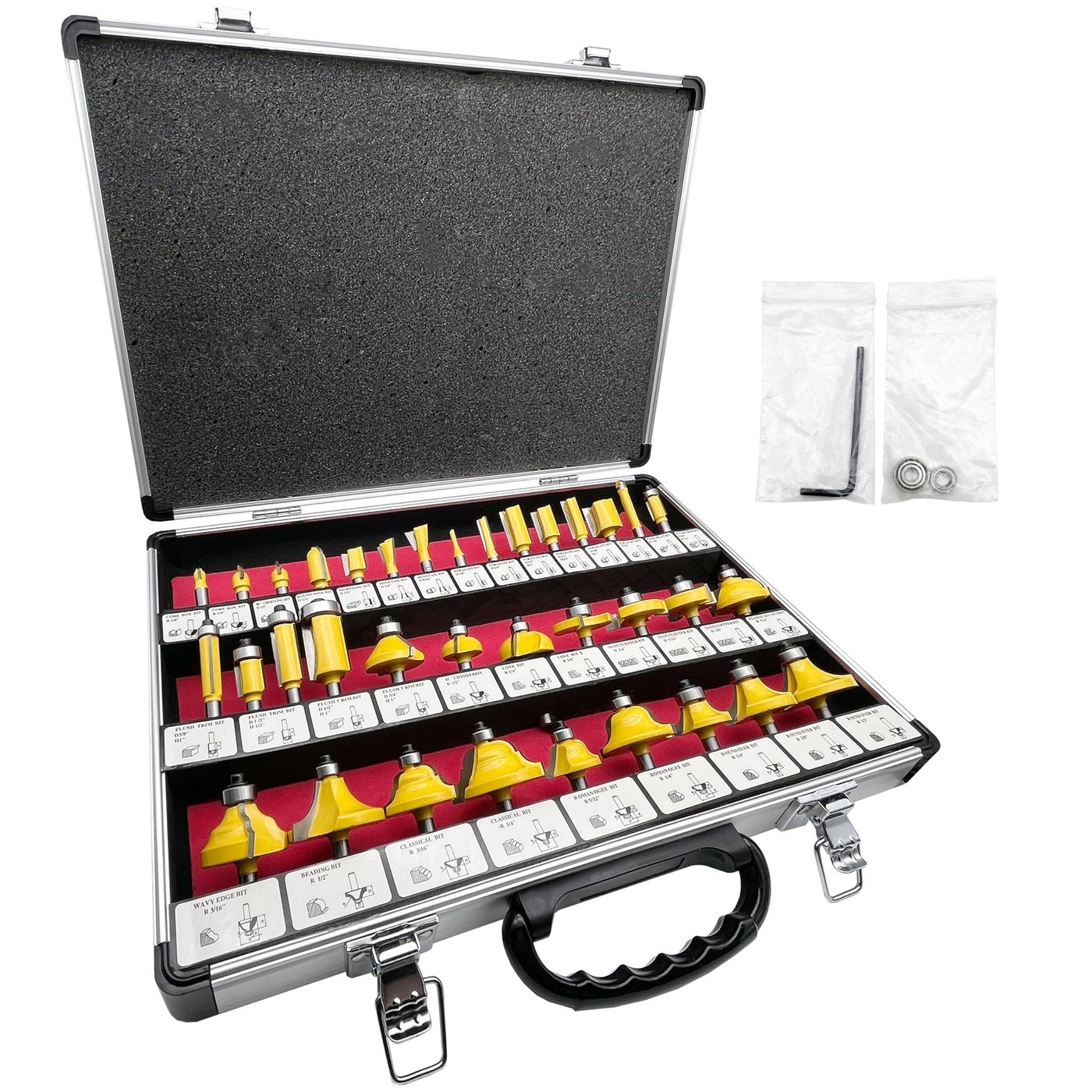 LU&MN Carbide Tipped Router Bit Set - 1/4" Shank 35 PCS