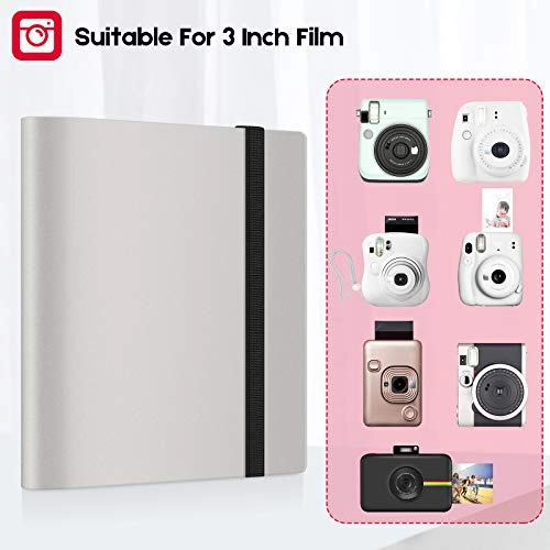 Mini Photo Album - Compatible with photos taken by Fujifilm Instax Mini 11 9 8+ 8 90 70 26 25 7s 50s Camera, Instax Share SP-2 / SP-1 Printer, Polaroid Snap / Snap Touch / PIC-300 Camera / ZIP Printer, Kodak Mini SHOT / Printomatic Camera / Mini / Mini 2 HD Printer, Prynt Pocket Printer, credit cards, name cards and so on.