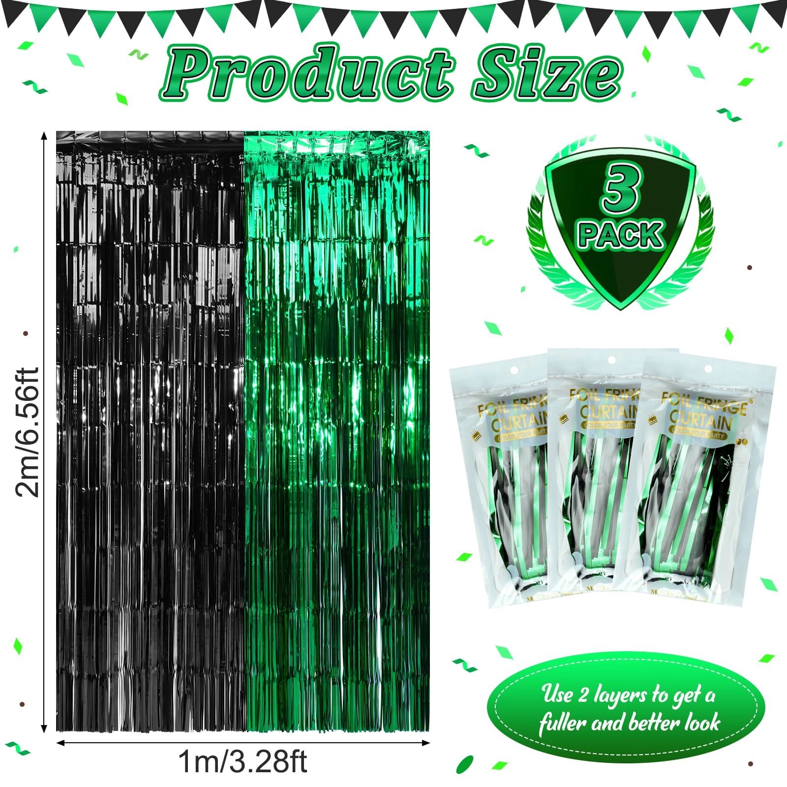Foil Fringe Curtain - 3 Birthday Graduation Prom Wedding Pack