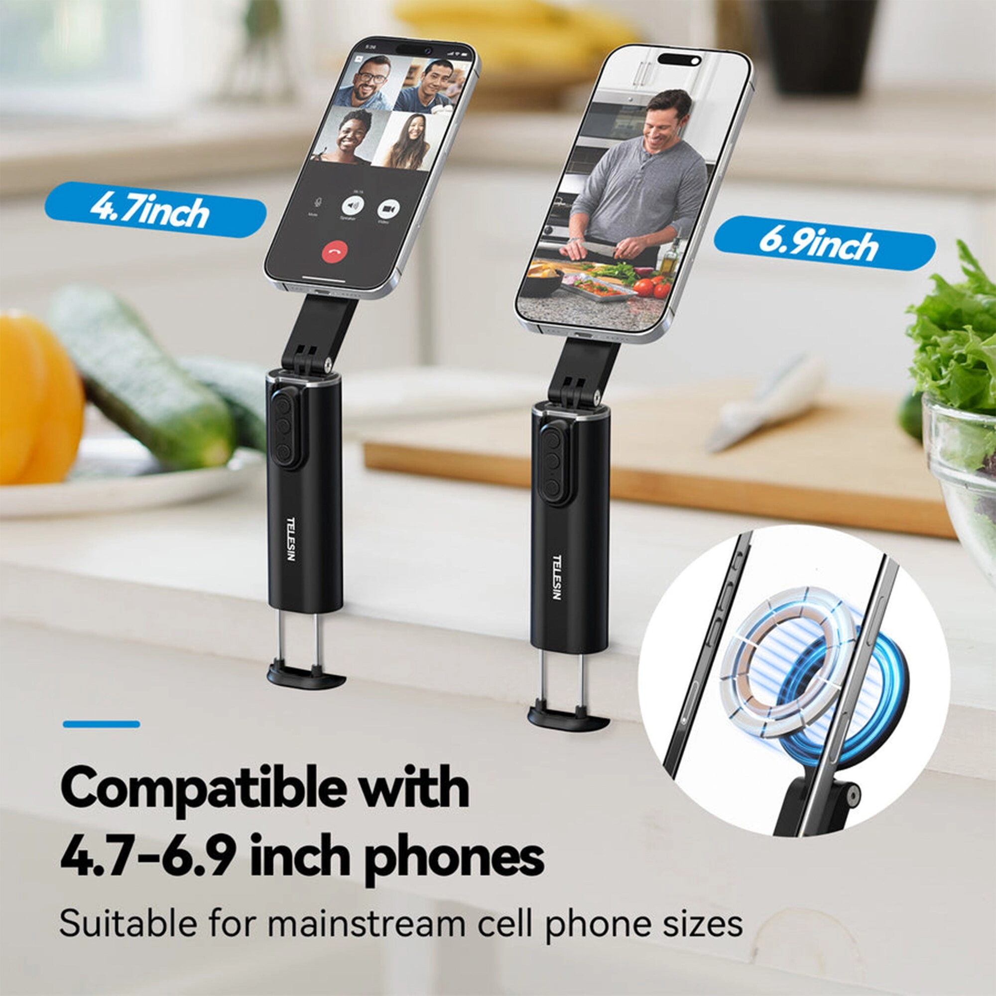 Magnetic Travel Phone Holder - Bluetooth Remote 360° Rotation