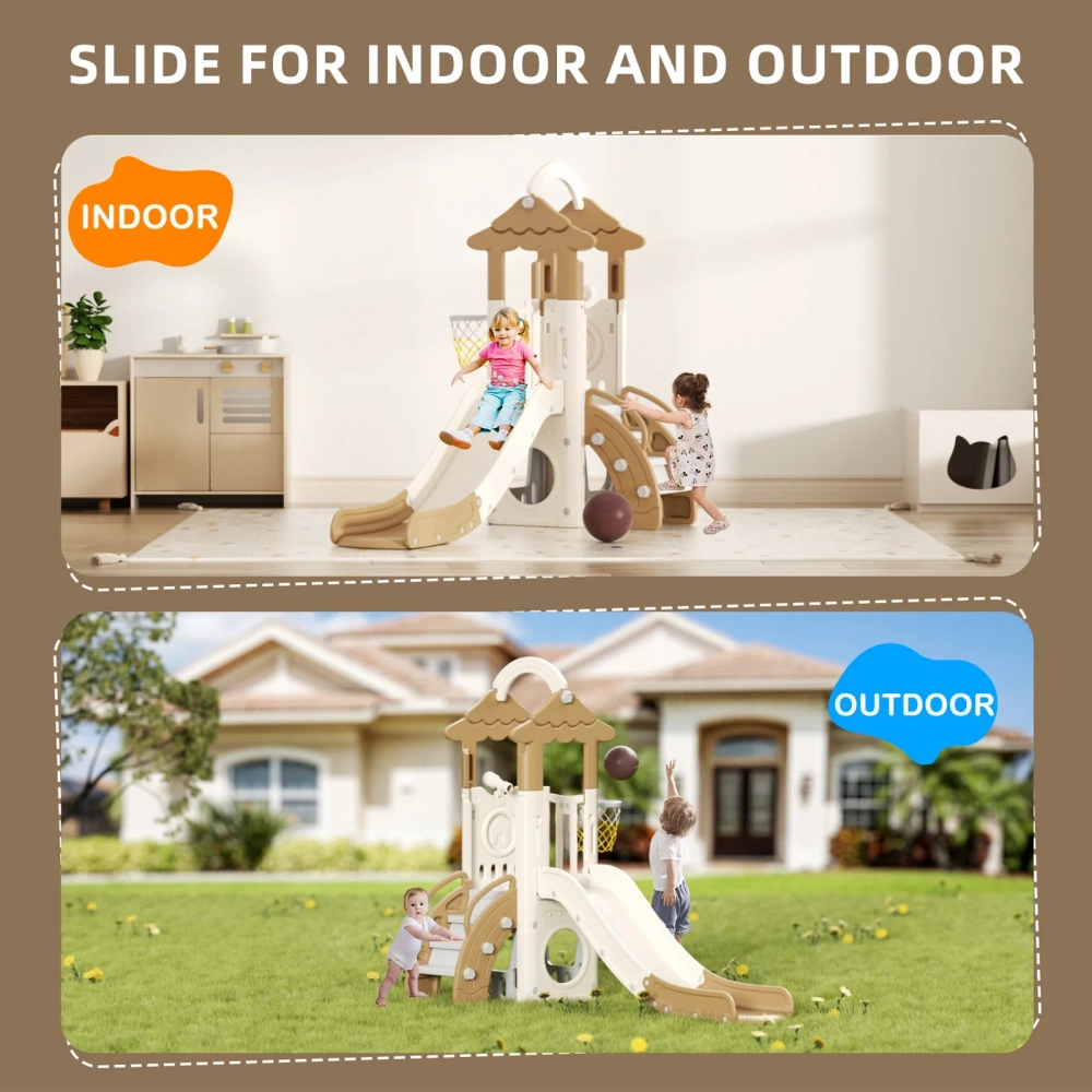 Kids Slide, Climber & Basketball Hoop - Indoor/Outdoor Suitable for 12 months+