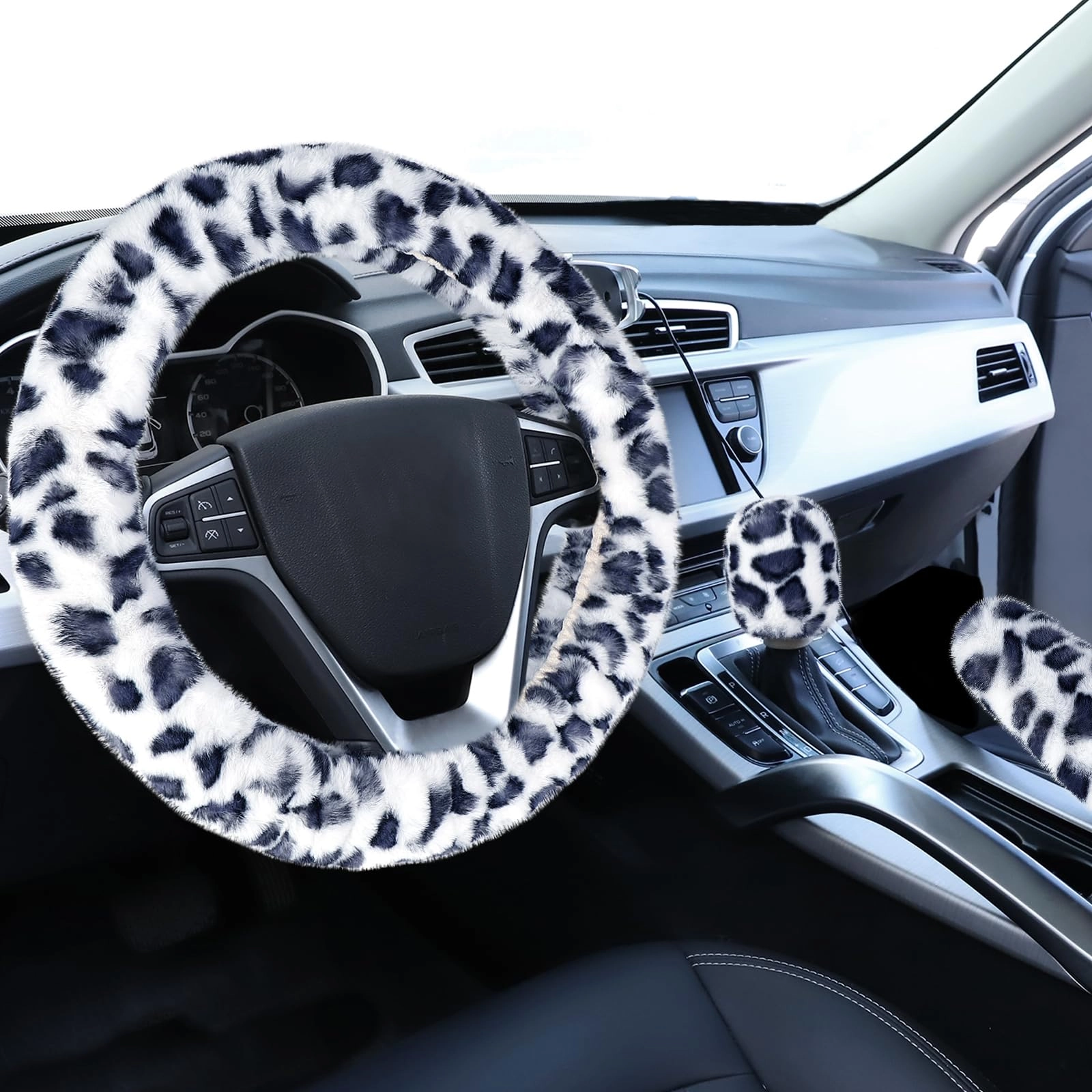 Accmor Fuzzy Car Steering Wheel Cover - Universal Fit Colorful 3 pcs