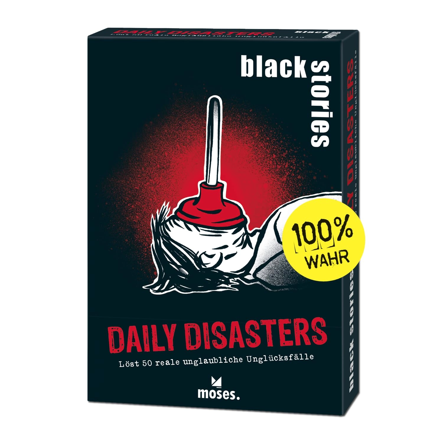 moses. Black Stories Daily Disasters - 50 Puzzles Card Game
